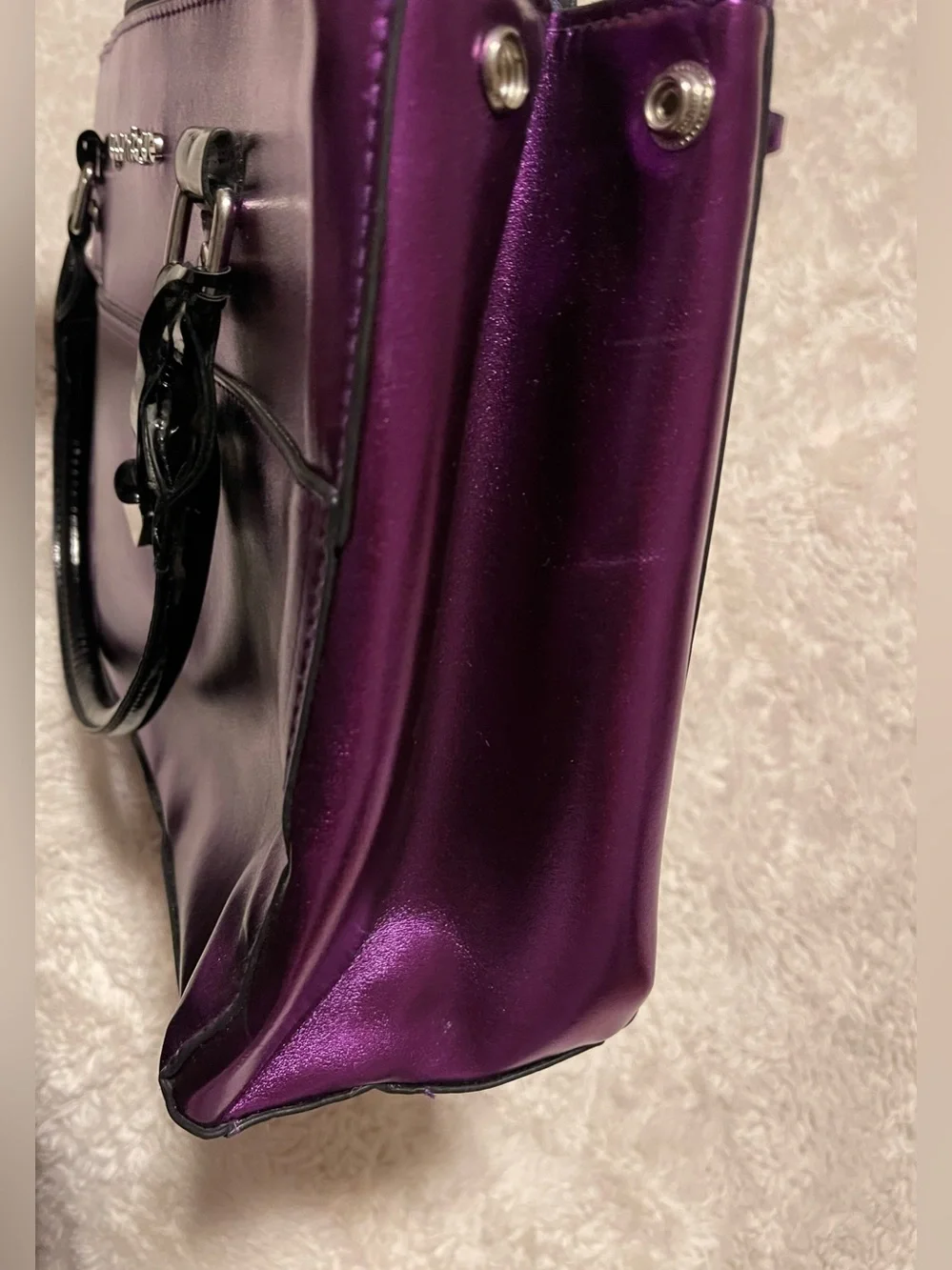 Younique Purple Metallic Presenter Tote Bag Handbag w/ Detachable Strap Logo